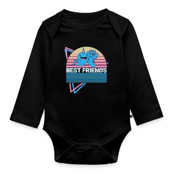 Narwal Retro - Baby Bio-Langarm-Body - Schwarz - Vorne