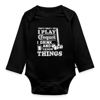 Croquet I Play Croquet - Organic Longsleeve Baby Bodysuit - black - Front