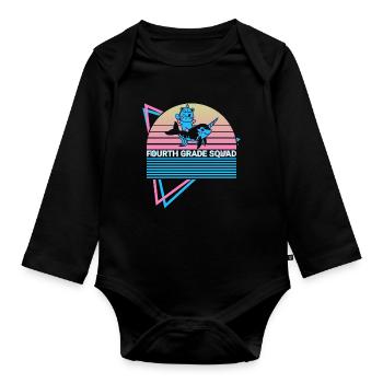 Narwal Retro - Baby Bio-Langarm-Body - Schwarz - Vorne