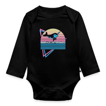 Narwal Retro - Baby Bio-Langarm-Body - Schwarz - Vorne