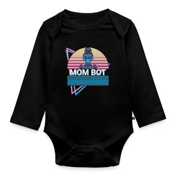 Robot Robotics Mama Retro - Organic Longsleeve Baby Bodysuit - black - Front