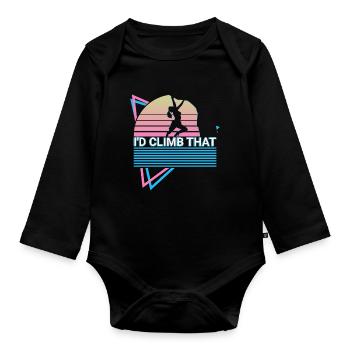 Rock Climbing Rock Climber Retro - Organic Longsleeve Baby Bodysuit - black - Front