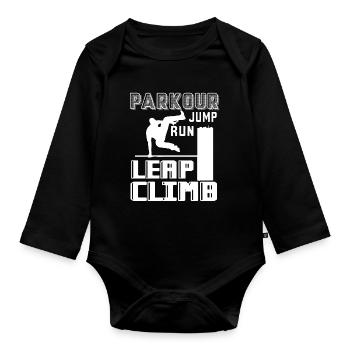 Parkour Parkour Jump Run Leap Climb - Organic Longsleeve Baby Bodysuit - black - Front