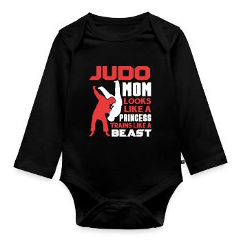 Judo Judo Mom Trains Like A Beast - Organic Longsleeve Baby Bodysuit - black - Front