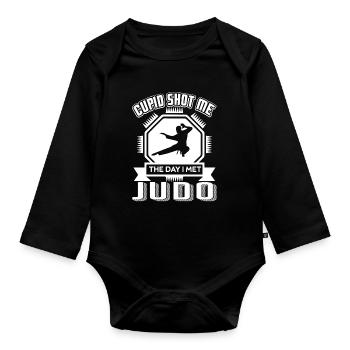 Judo Cupid Shot Me The Day I Met Judo - Organic Longsleeve Baby Bodysuit - black - Front