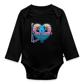 I love my pharmacist pharmacy retro - Organic Longsleeve Baby Bodysuit - black - Front