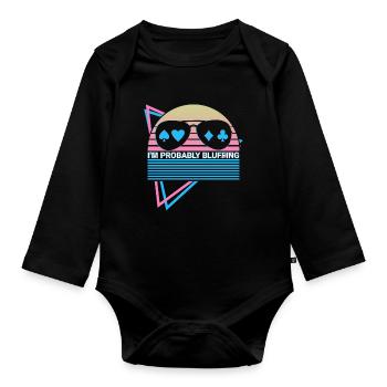 Joueur de poker Rétro - Body Bébé bio manches longues - noir - Devant