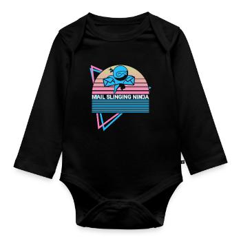 Postdienst Postbote Retro - Baby Bio-Langarm-Body - Schwarz - Vorne