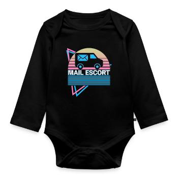 Postdienst Postbote Retro - Baby Bio-Langarm-Body - Schwarz - Vorne