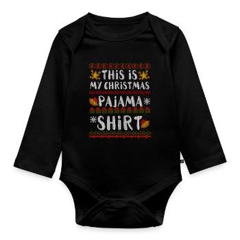 Noël 2 Chemise de pyjama de Noël - Body Bébé bio manches longues - noir - Devant