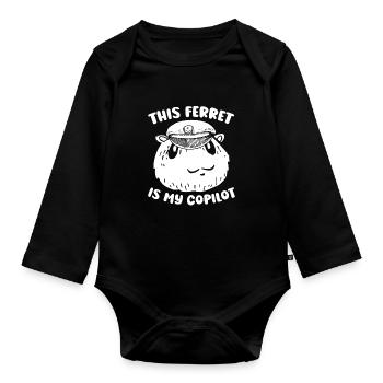 Ferret polecat - Organic Longsleeve Baby Bodysuit - black - Front