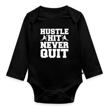 Hustle Hit Never Give Up - Volleyball - Organic Longsleeve Baby Bodysuit - black - Front