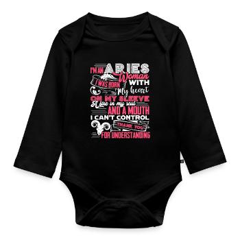Aries I'm An Aries Woman Horoscope - Organic Longsleeve Baby Bodysuit - black - Front