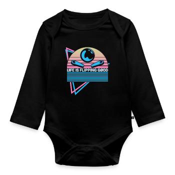 Flipperautomat Retro - Baby Bio-Langarm-Body - Schwarz - Vorne