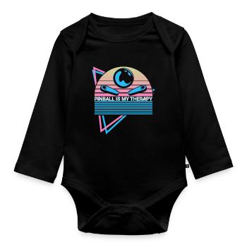 Flipper ist meine Therapie Flipperautomat - Baby Bio-Langarm-Body - Schwarz - Vorne