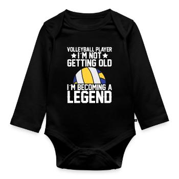 Volleyball player I'm not getting old - Organic Longsleeve Baby Bodysuit - black - Front