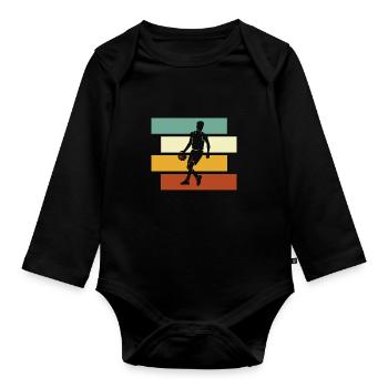 Basketball Retro - Organic Longsleeve Baby Bodysuit - black - Front