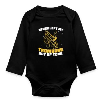 Spielmannszug Posaune Lustig - Baby Bio-Langarm-Body - Schwarz - Vorne