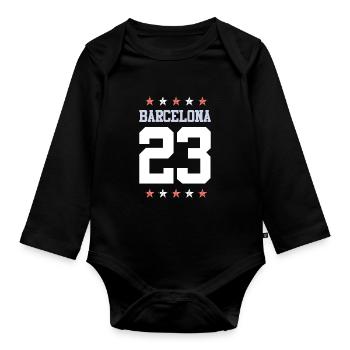 Barcelona 23 - Organic Longsleeve Baby Bodysuit - black - Front