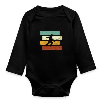 Fechten Retro - Baby Bio-Langarm-Body - Schwarz - Vorne