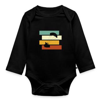 Kite Surf Rétro - Body Bébé bio manches longues - noir - Devant