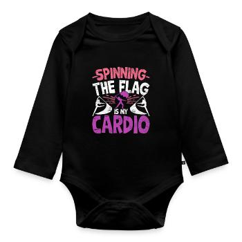 Color Guard Spin The Flag Is My Cardio - Organic Longsleeve Baby Bodysuit - black - Front