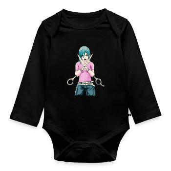 Bizarro Fiction Esthétique Weirdcore Anime Girl - Body Bébé bio manches longues - noir - Devant