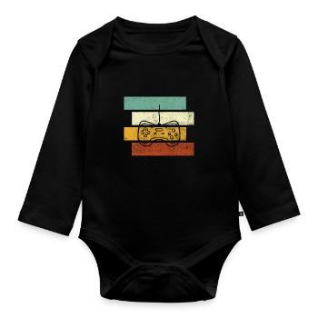 Gaming Retro - Organic Longsleeve Baby Bodysuit - black - Front