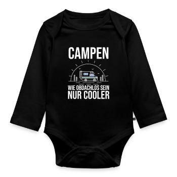 Wohnmobil Wohnwagen Camping Camper - Baby Bio-Langarm-Body - Schwarz - Vorne