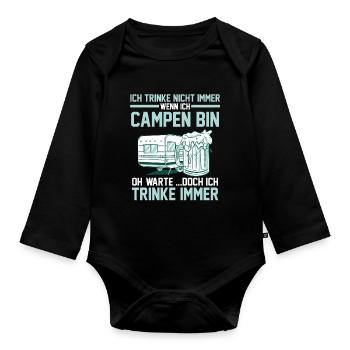 Wohnmobil Wohnwagen Camping Camper - Baby Bio-Langarm-Body - Schwarz - Vorne