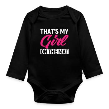 This is my girl on the mat - Organic Longsleeve Baby Bodysuit - black - Front