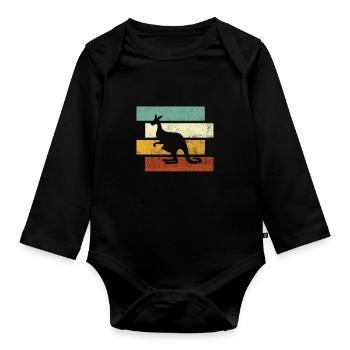 Kangourou Rétro - Body Bébé bio manches longues - noir - Devant