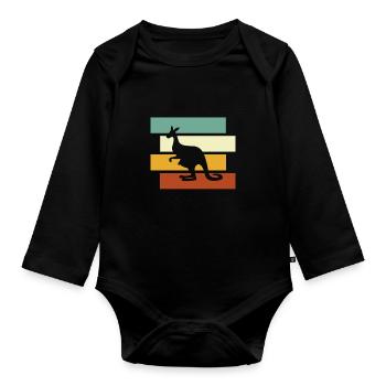 Kangourou Rétro - Body Bébé bio manches longues - noir - Devant