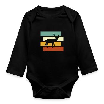Hirsch Retro - Organic Longsleeve Baby Bodysuit - black - Front
