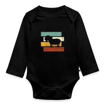 Schaf retro - Baby Bio-Langarm-Body - Schwarz - Vorne