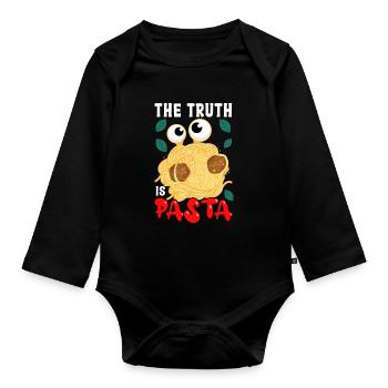 Fliegendes Spaghettimonster FSM Pastafarian - Baby Bio-Langarm-Body - Schwarz - Vorne