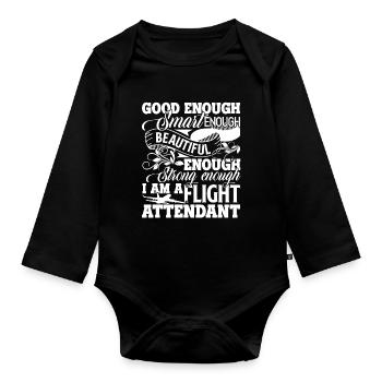 Flight Attendant I'm A Strong Flight Attendant - Organic Longsleeve Baby Bodysuit - black - Front