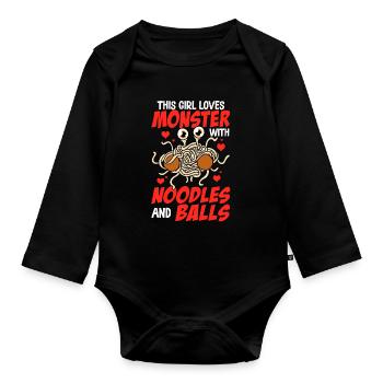 The Flying Spaghetti Monster - Organic Longsleeve Baby Bodysuit - black - Front