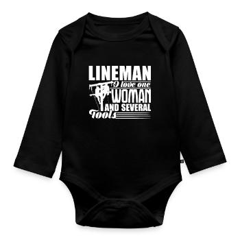 Lineman Lineman Loves One Woman And Several Tools - Organic Longsleeve Baby Bodysuit - black - Front