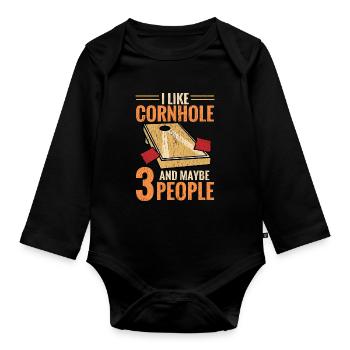 Funny Corn Hole - Organic Longsleeve Baby Bodysuit - black - Front