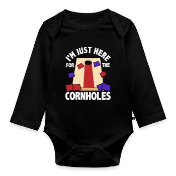 Drôle de trou de maïs Cornhole - Body Bébé bio manches longues - noir - Devant