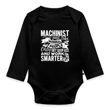Machinist Machinist Sleep Less And Work Smarter - Organic Longsleeve Baby Bodysuit - black - Front