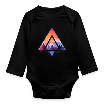 Die Kunst der Dreiecke - Baby Bio-Langarm-Body - Schwarz - Vorne