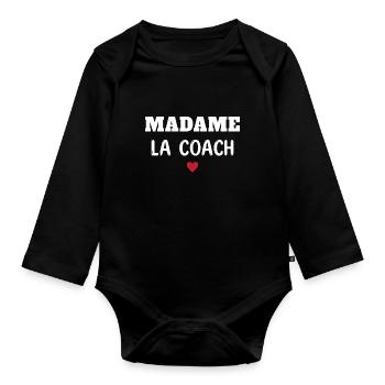Femme Humour Coach Sportif madame la Coach - Body Bébé bio manches longues - noir - Devant