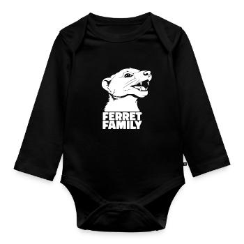 Ferret polecat family - Organic Longsleeve Baby Bodysuit - black - Front