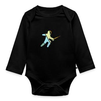 Fechten Retro - Baby Bio-Langarm-Body - Schwarz - Vorne
