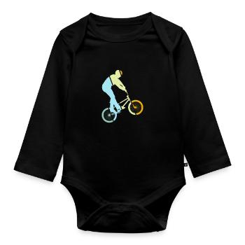 BMX Retro - Organic Longsleeve Baby Bodysuit - black - Front