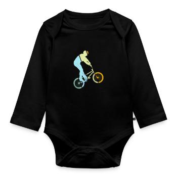 BMX Retro - Organic Longsleeve Baby Bodysuit - black - Front
