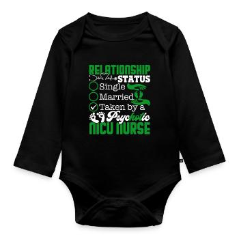 Nicu Nurse Relationship Status - Organic Longsleeve Baby Bodysuit - black - Front
