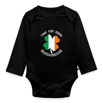 Irland Kleeblatt Shenanigans Saint Patrick’s Day - Baby Bio-Langarm-Body - Schwarz - Vorne
